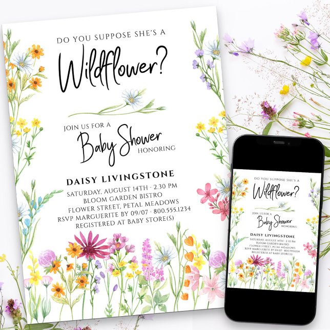Do You Suppose she's a Wildflower Baby Shower Invitation (Creator Uploaded)