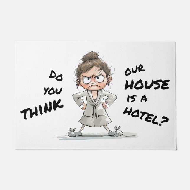 Do you think our house is a hotel? doormat (Front)