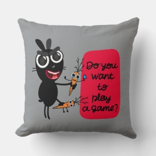 Do You Want to Play a Game? Bunny Throw Pillow