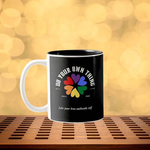 Do Your Own Things Hearts in Rainbow Color Two_Tone Coffee Mug