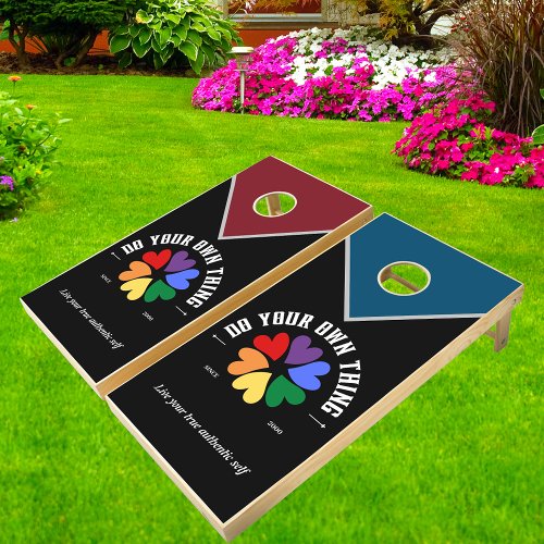 Do Your Own Things Hearts in Rainbow Cornhole Set