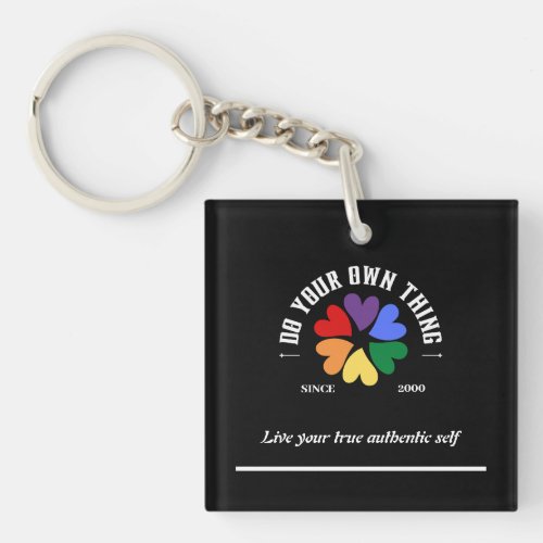 Do Your Own Things Hearts in Rainbow  Keychain