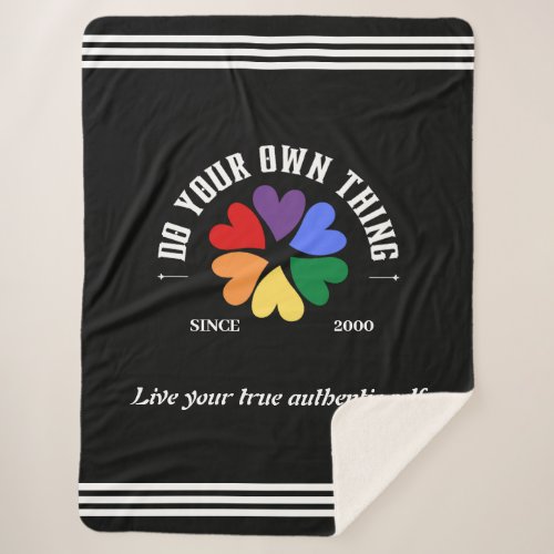 Do Your Own Things Hearts in Rainbow  Sherpa Blanket