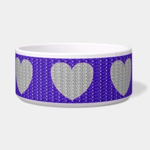 Dob Bowl Silver Purple Silver Heart Glitter