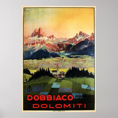 DOBBIACO Countryside Dolomiti Italy ENIT Travel Poster