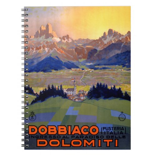 Dobbiaco Toblach Italy Vintage Travel Poster Notebook