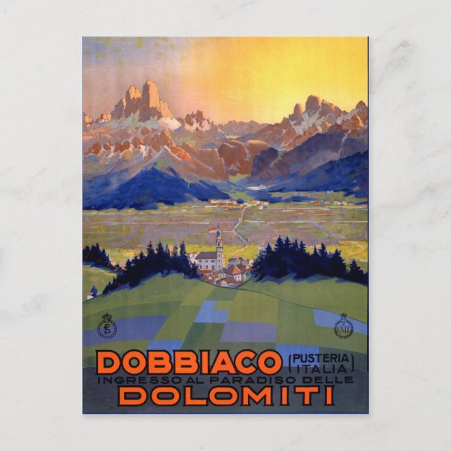 Dobbiaco Toblach Italy Vintage Travel Poster Postcard (Front)