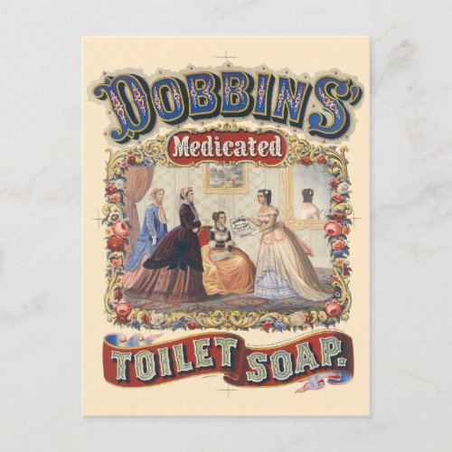 Dobbins medicated toilet soap Vintage Poster 1869 Postcard