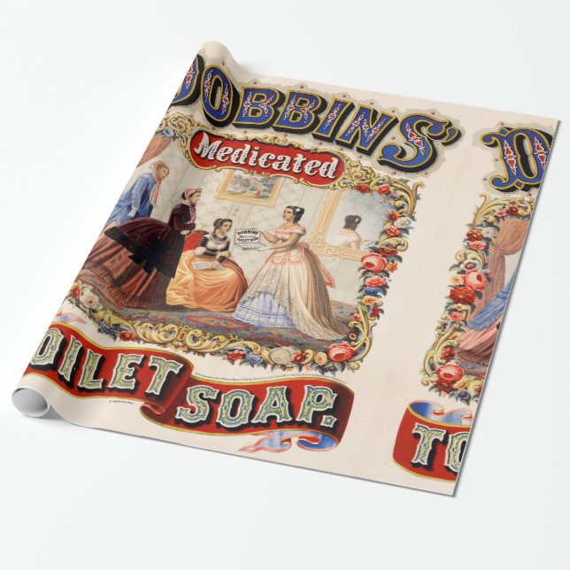 Dobbins' medicated toilet soap wrapping paper (Unrolled)