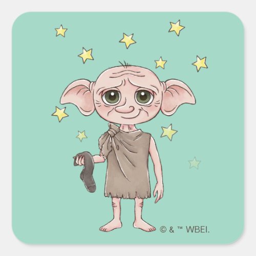 Dobby Watercolor Character Art Square Sticker