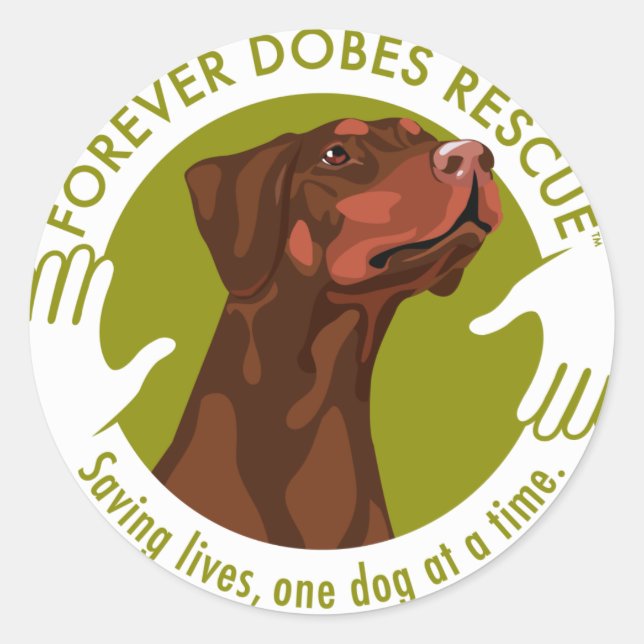 dobe-red-uncropped-ear-logo-8-29-11 classic round sticker (Front)