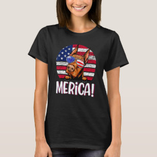 Doberman 4th Of July American Flag Dog  Men Women  T-Shirt