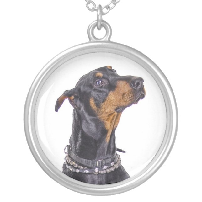 Doberman Adorable "Sneaky Look" Necklace (Front)