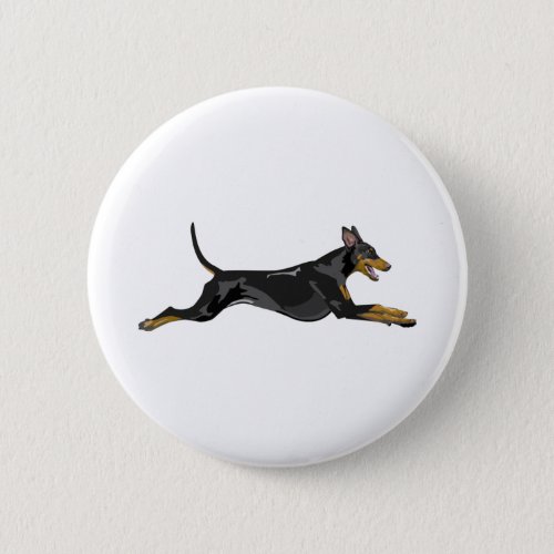 Doberman All Natural Running Black Button