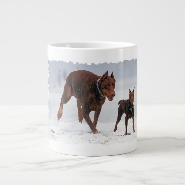 Doberman and Min Pin - LOOK! A Mini Me! Giant Coffee Mug (Front)