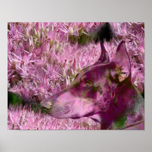 Doberman And Pink Flowers Fantasy Dog Art Poster