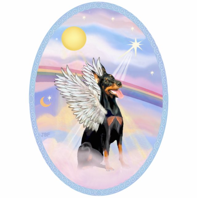 Doberman Angel in Heaven's Clouds Statuette (Front)