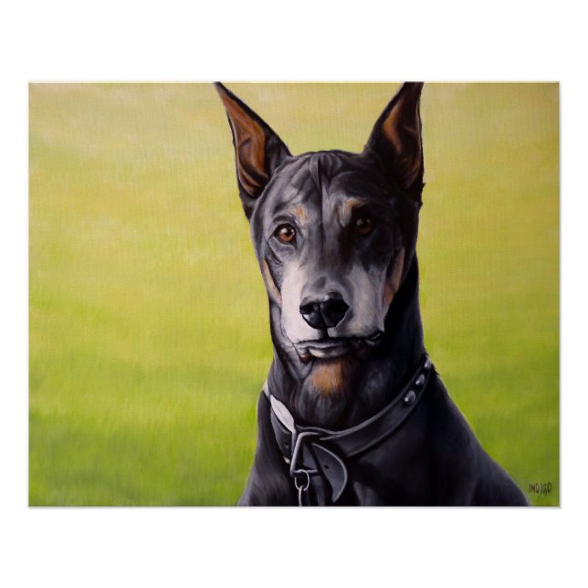 Doberman Art Poster Personalized Dog Art Prints (Front)