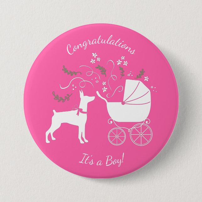 Doberman Baby Shower Dog Button (Front)