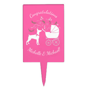 Doberman Baby Shower Dog Cake Topper