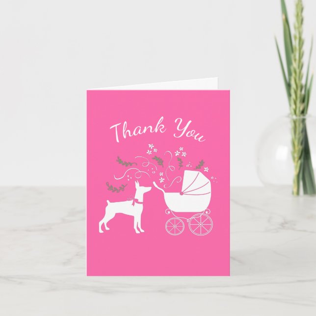 Doberman Baby Shower Dog Thank You Card (Front)