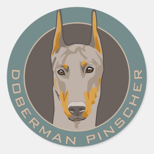 Doberman Badge Fawn Classic Round Sticker