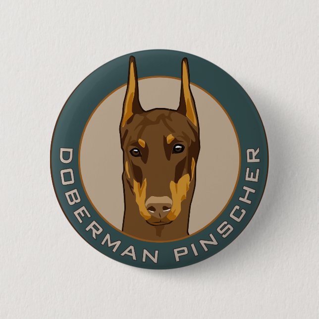 Doberman Badge, Red Button (Front)