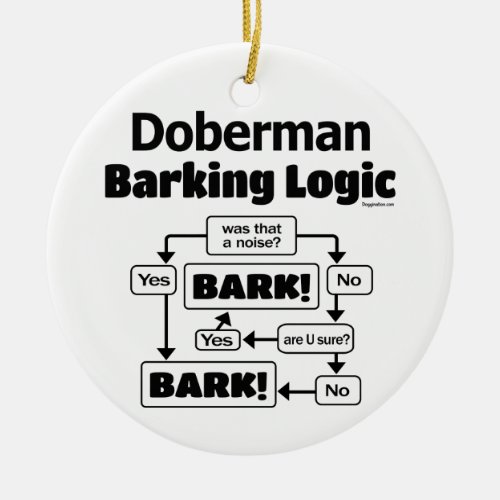 Doberman Barking Logic Ceramic Ornament