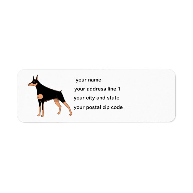 doberman black and rust cartoon label (Front)