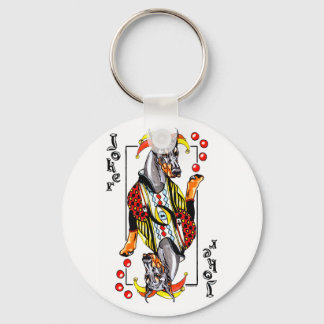 Doberman Black Joker Keychain