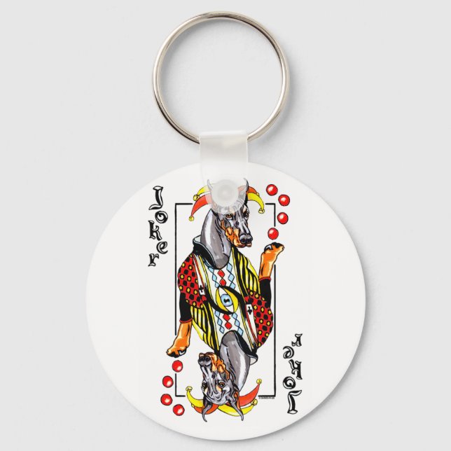 Doberman Black Joker Keychain (Front)