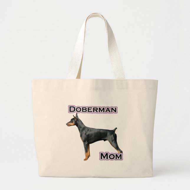 Doberman(black) Mom 4 Large Tote Bag (Front)