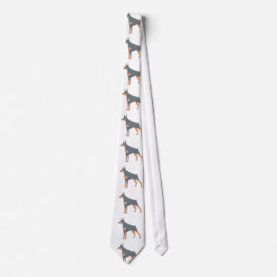 doberman blue and rust cartoon neck tie