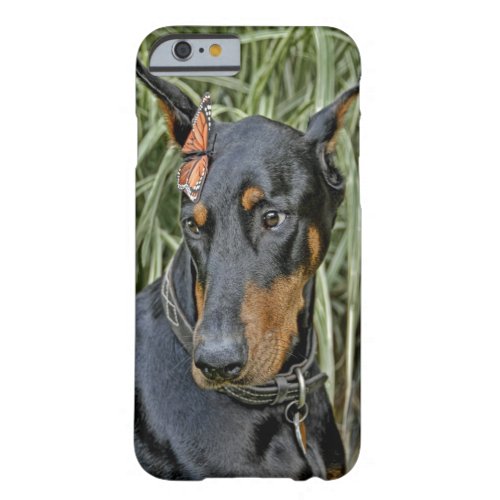 Doberman Butterfly Surprise Barely There iPhone 6 Case