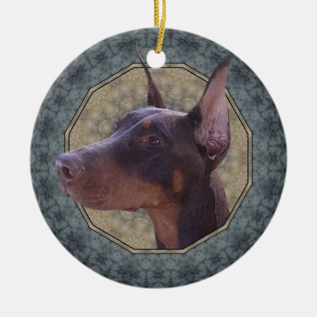 Doberman Ceramic Ornament (Front)
