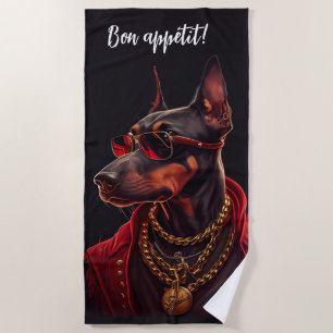 Doberman charm beach towel