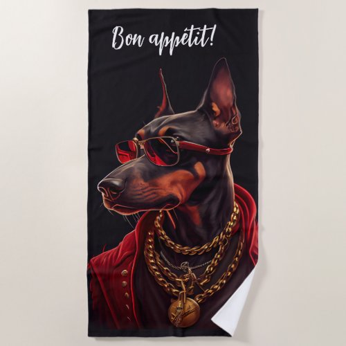 Doberman charm beach towel