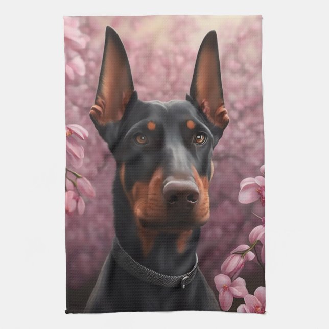 Doberman charm  kitchen towel (Vertical)