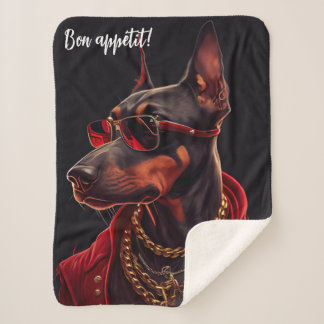 Doberman charm sherpa blanket