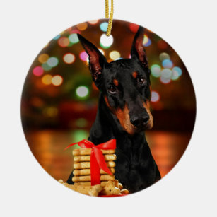Doberman Pinscher Christmas Ornaments Set of 2 Dobie Maple /& Walnut Doberman Ornaments