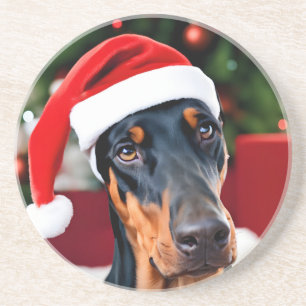 Doberman Christmas Coaster