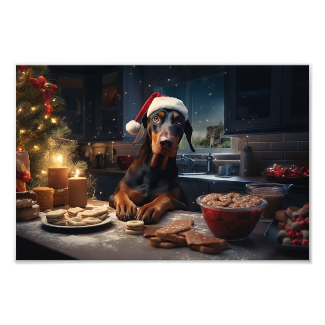 Doberman Christmas Cookies Festive Holiday Photo Print (Front)
