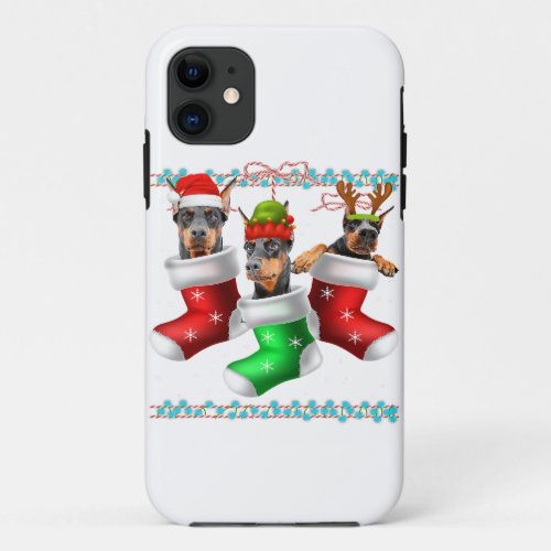 Doberman Christmas Dog In Socks Xmas Gift iPhone 11 Case