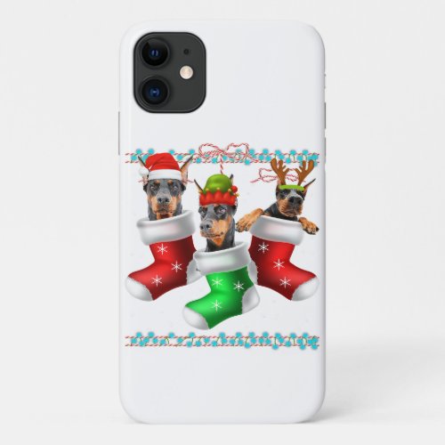 Doberman Christmas Dog In Socks Xmas Gift iPhone 11 Case