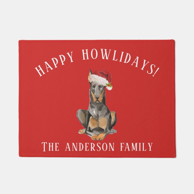 Doberman Christmas Doormat (Front)