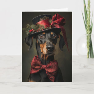 Doberman Christmas Elegant Victorian Dog Holiday Card