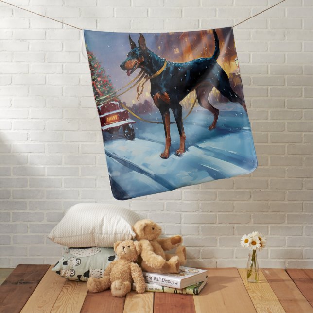 Doberman Christmas Festive Season Baby Blanket (In Situ)