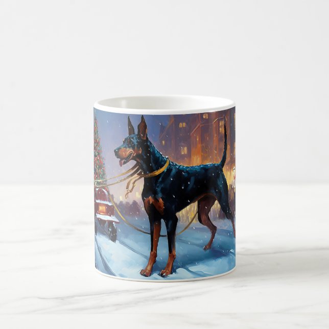 Doberman Christmas Festive Season Coffee Mug (Center)