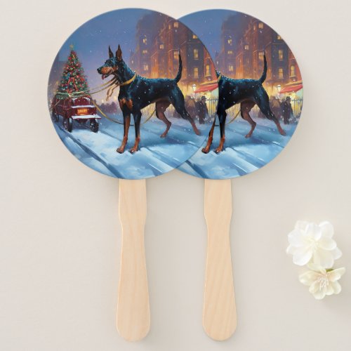 Doberman Christmas Festive Season Hand Fan