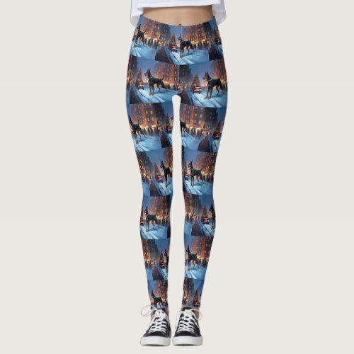 Doberman Christmas Festive Season Leggings